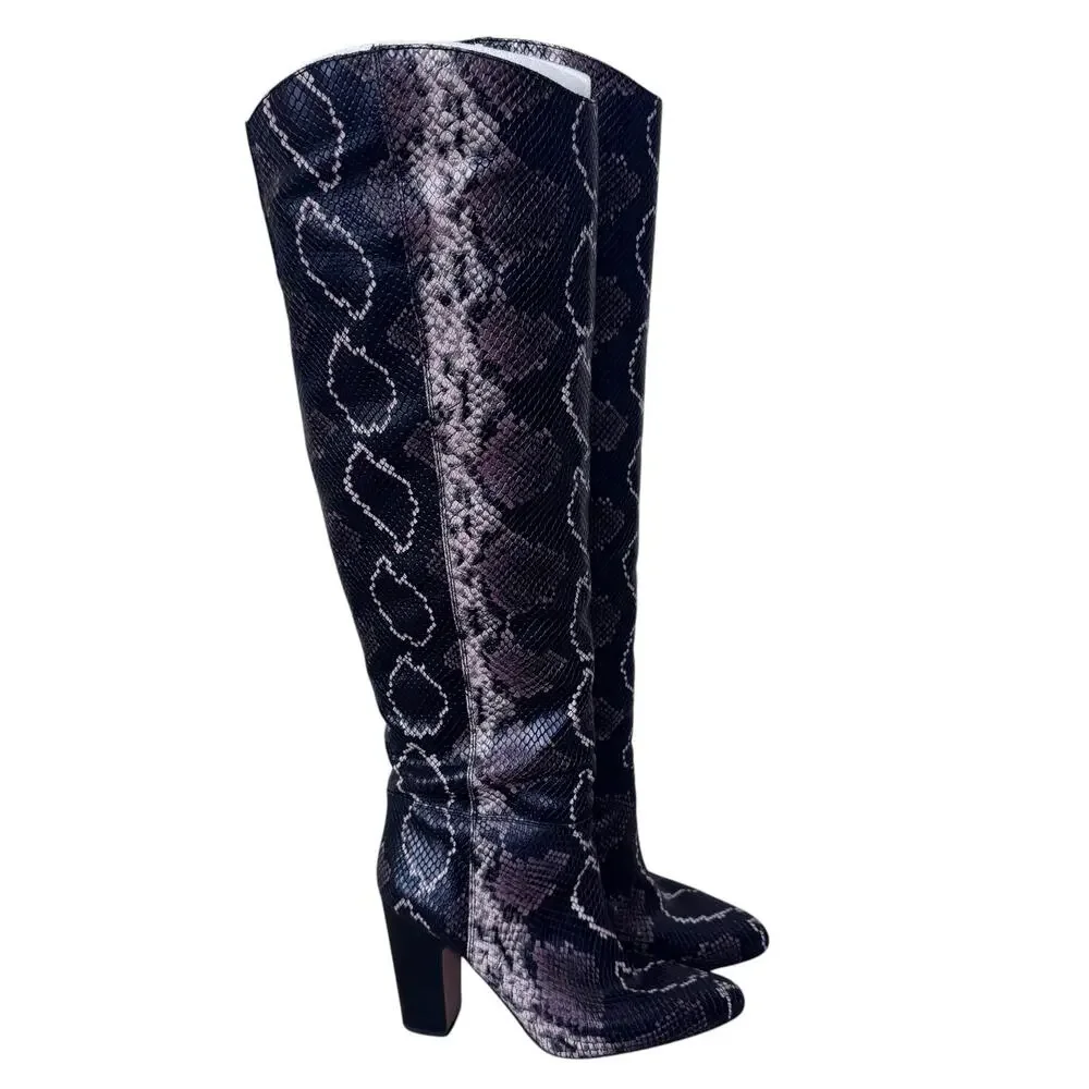 VINCE CAMUTO Corrine Over The Knee Tri Color Snake Phyton Snake Print Size 9